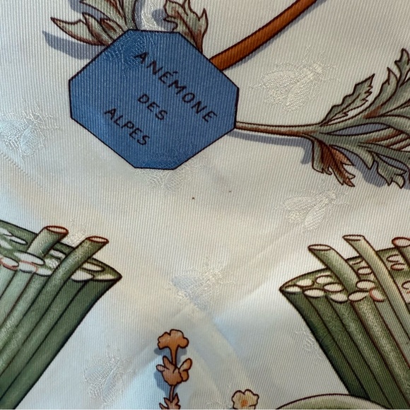 Authentic Hermes Floral Silk Scarf with Botanical Print - Picture 12 of 12